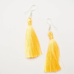 Yellow Tassel Fringe Drop Earrings